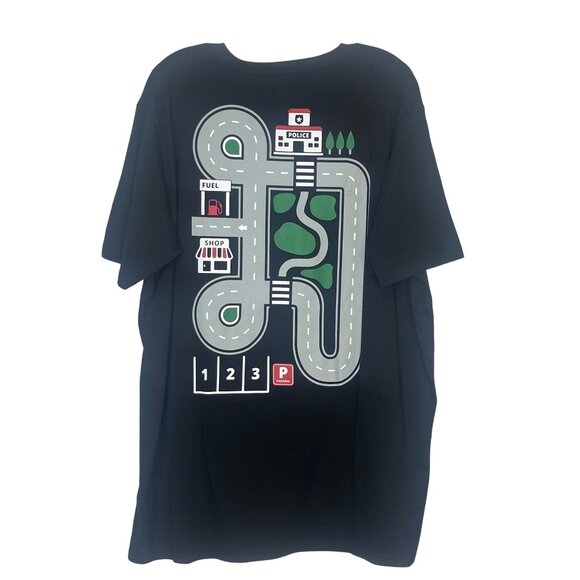 Tstars Mens TShirt Fun Road Map Print Black Size 2XL New - Picture 1 of 8